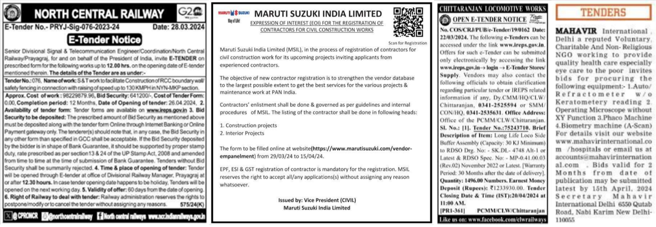 Tender Notice Ad in Newspaper